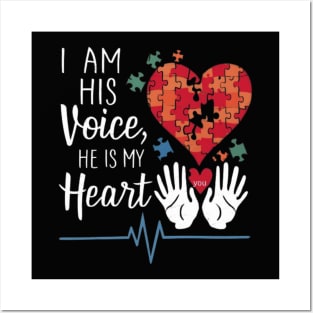 Autism,  I'm his voice he is my heart Posters and Art